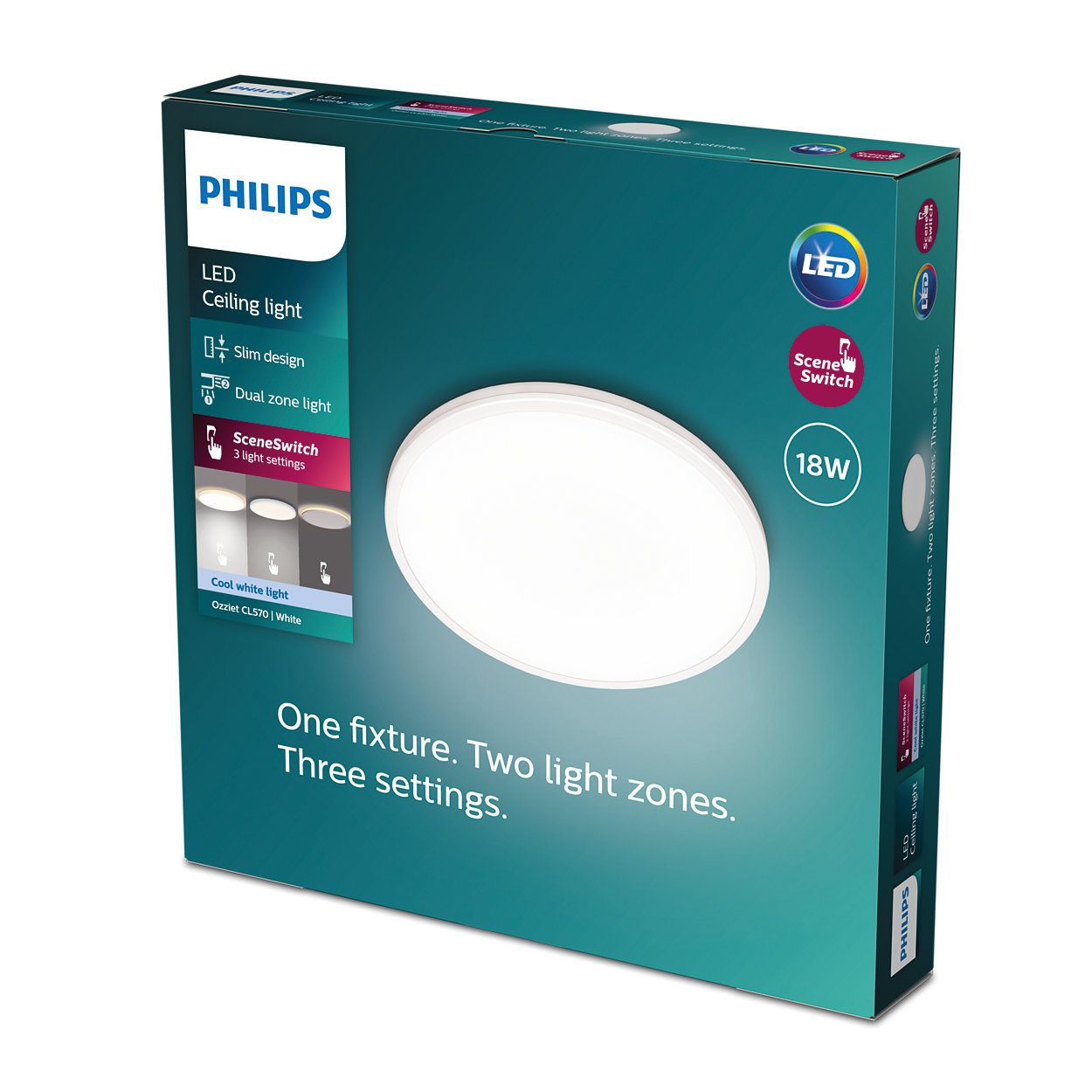 Philips 8719514431942 Ozziet stropní svítidlo LED 18W/2000lm 4000K bílá SceneSwitch - Svítidla FEIM