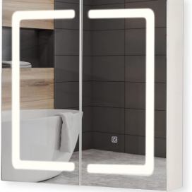 MIADOMODO Zrcadlová skříňka s LED osvětlením, 65 x 65 cm