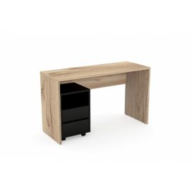 Moderní Psací stůl s úložným prostorem Agapi Dub grand přírodní / onyx černý