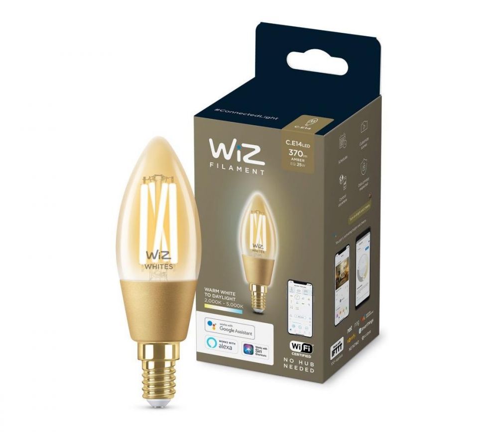 WiZ LED Stmívatelná žárovka VINTAGE C35 E14/4,9W/230V 2000-5000K CRI 90 Wi-Fi - WiZ  -  Svět-svítidel.cz