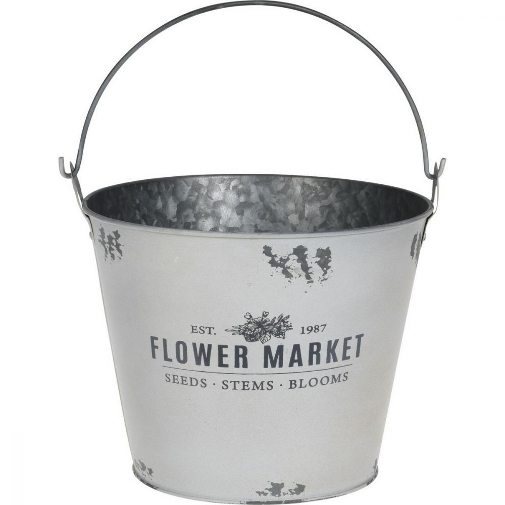 Kovový obal na květináč Flower market šedá, 24 x 19 cm - 4home.cz
