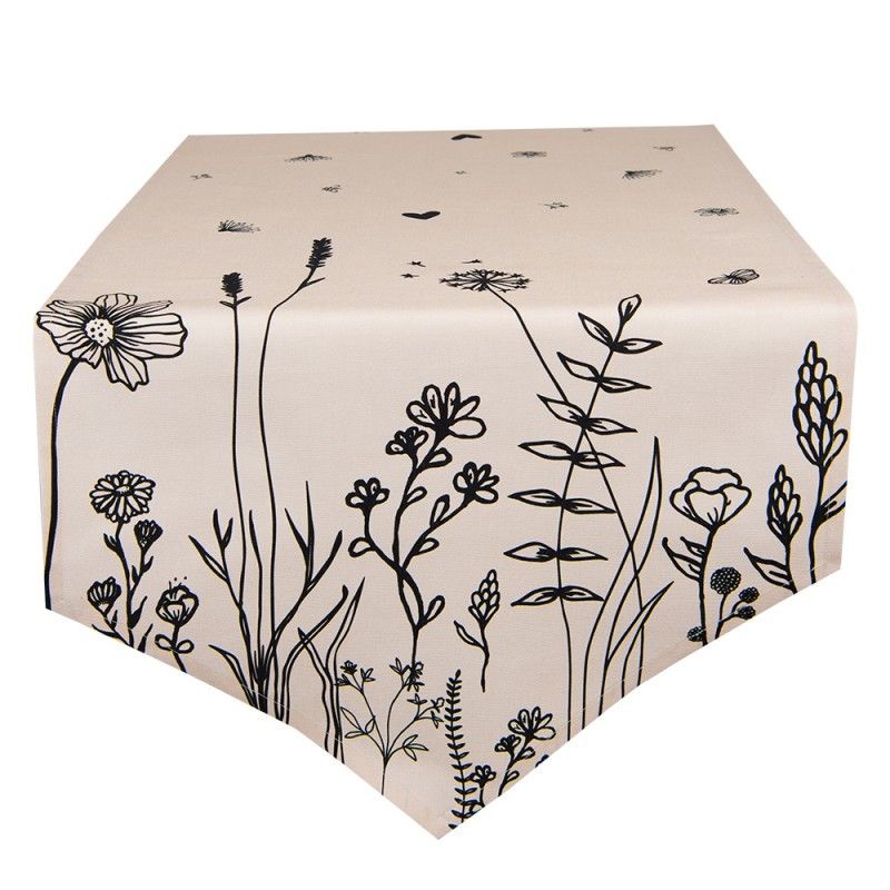 Béžový bavlněný běhoun na stůl Flora And Fauna - 50*160 cm Clayre & Eef - LaHome - vintage dekorace