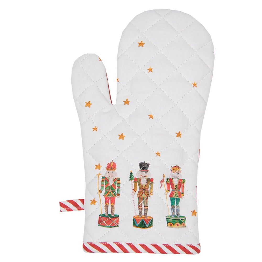 Bílo-červená dětská chňapka s louskáčky Happy Little Christmas - 12*21 cm Clayre & Eef - LaHome - vintage dekorace