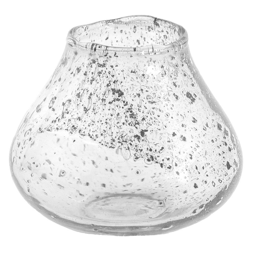 Transparentní nepravidelný skleněný svícen s bublinkami - Ø 12*10 cm Clayre & Eef - LaHome - vintage dekorace
