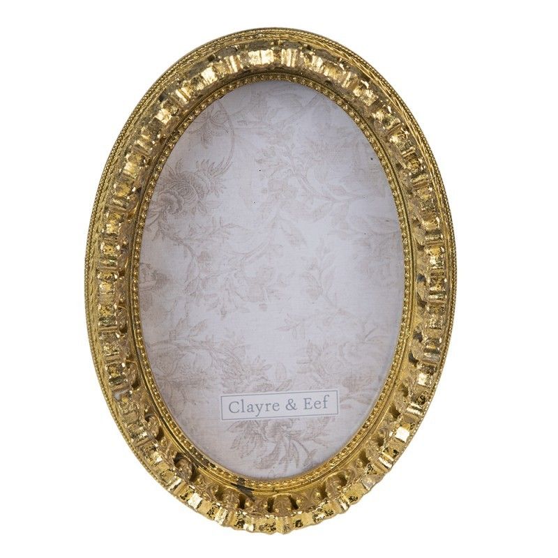 Zlatý oválný antik fotorámeček - 13*3*18 cm / 10*15 cm Clayre & Eef - LaHome - vintage dekorace