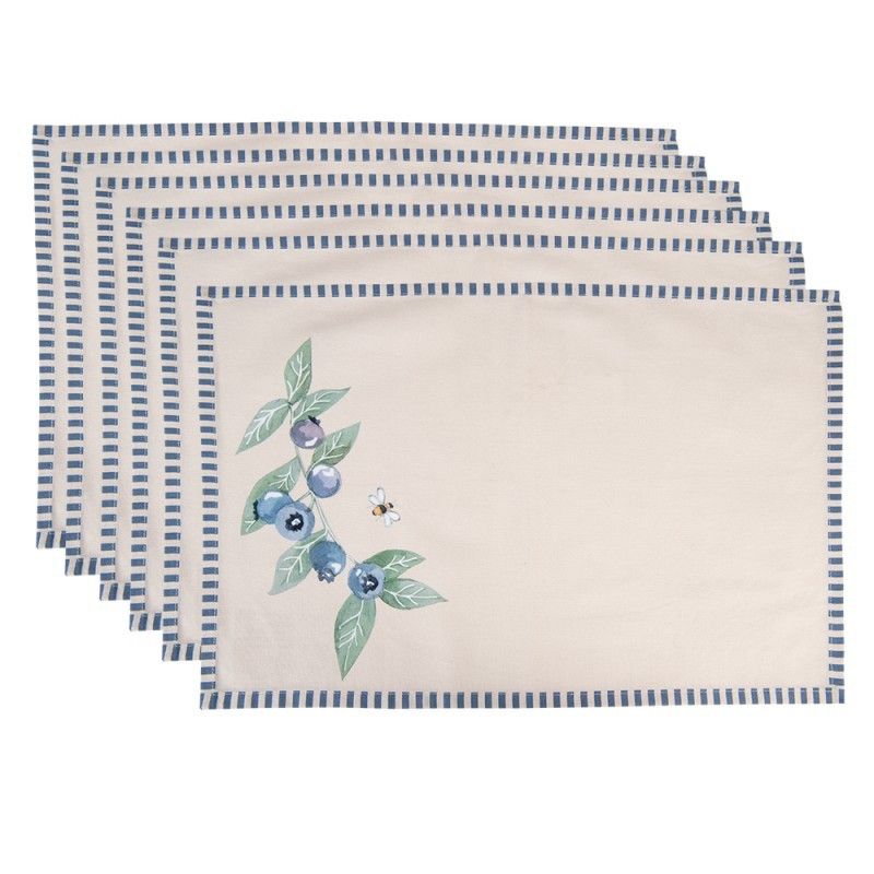 6ks textilní prostírání Blueberry Fields - 48*33 cm Clayre & Eef - LaHome - vintage dekorace