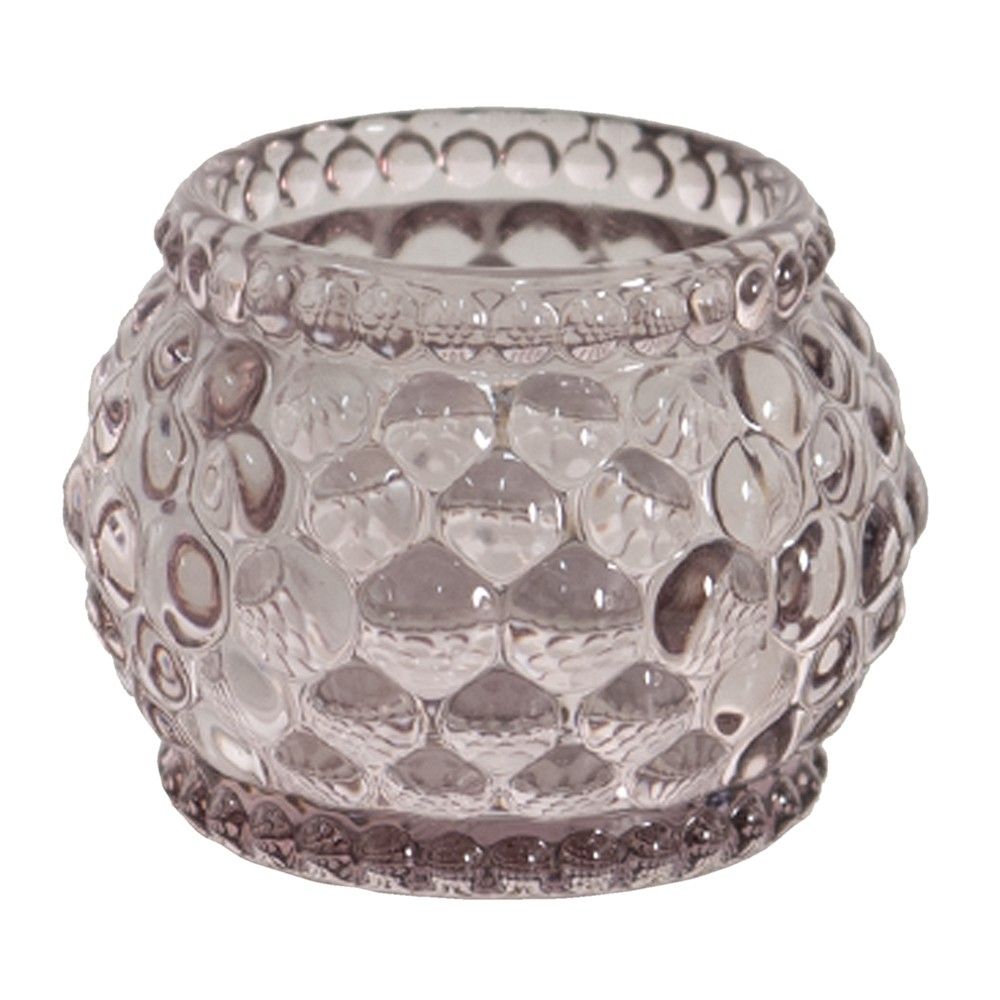 Růžový skleněný svícen na čajovou svíčku - Ø 6*5 cm Clayre & Eef - LaHome - vintage dekorace