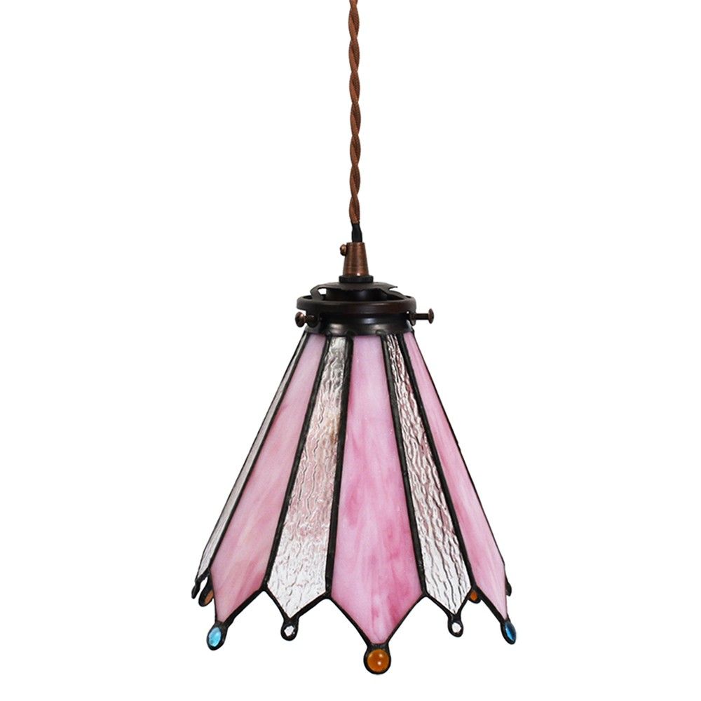 Závěsná lampa Tiffany Flowerbell pink - 18*15*115 cm E14/max 1*25W Clayre & Eef - LaHome - vintage dekorace