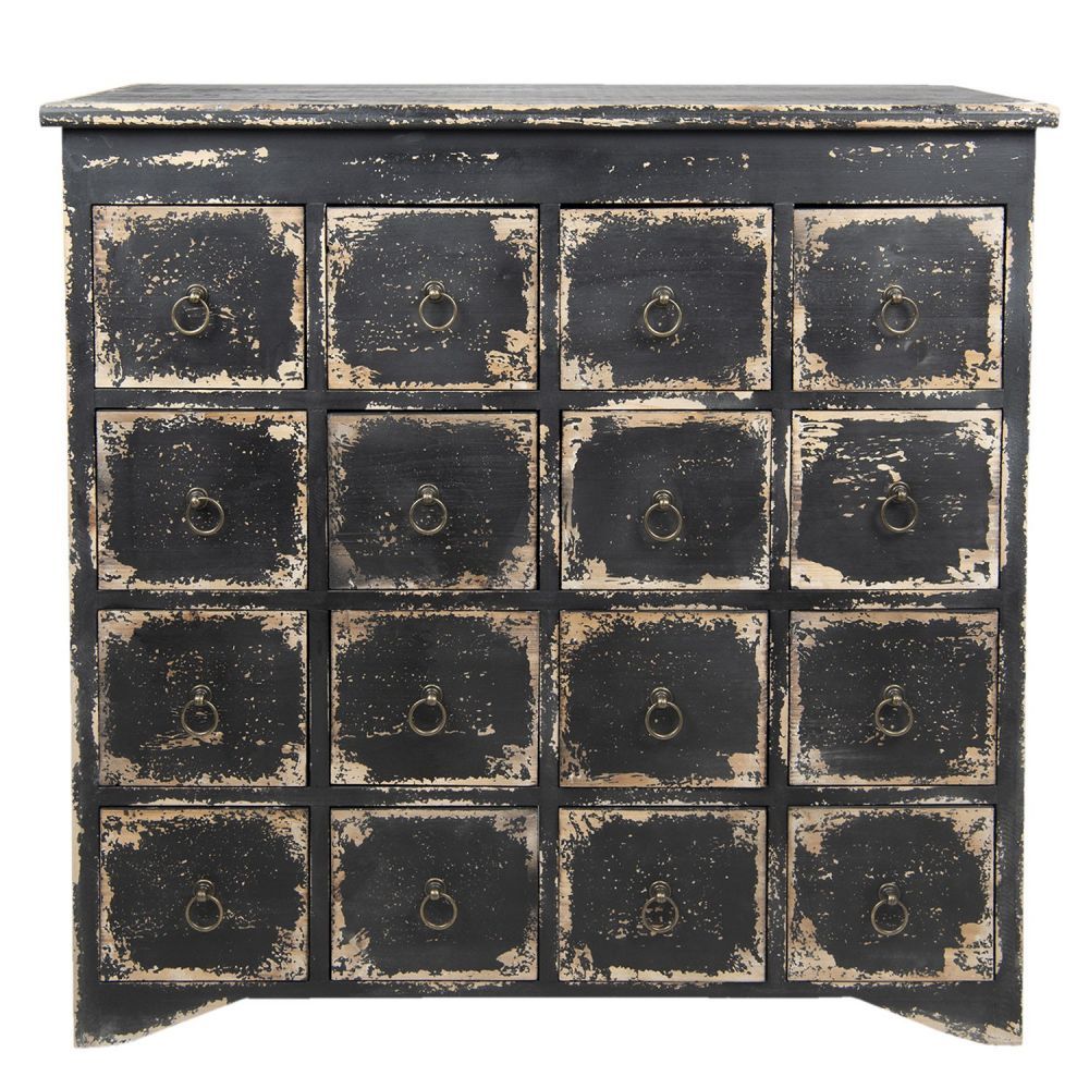 Černá antik dřevěná komoda se šuplíčky Vaene - 96*40*94 cm Clayre & Eef - LaHome - vintage dekorace