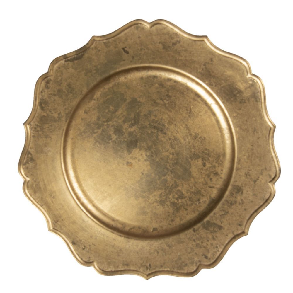 Zlatý servírovací talíř / podnos s patinou I - Ø 33 cm Clayre & Eef - LaHome - vintage dekorace