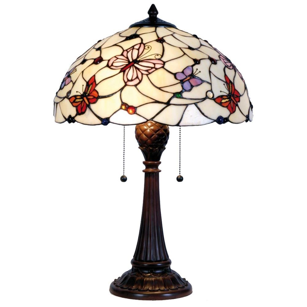 Stolní lampa Tiffany Butterfly Garden - Ø 41*60 cm 2x E27 / Max 60w Clayre & Eef - LaHome - vintage dekorace