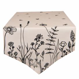 Béžový bavlněný běhoun na stůl Flora And Fauna - 50*160 cm Clayre & Eef