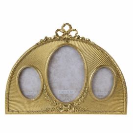 Zlatý fotorámeček s patinou na 3 fota - 31*2*23 cm / 6*9 (2) / 10*15 cm Clayre & Eef LaHome - vintage dekorace