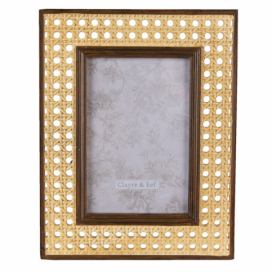 Hnědý fotorámeček s designem ratanovým výpletem - 18*1*23 cm / 10*15 cm Clayre & Eef LaHome - vintage dekorace