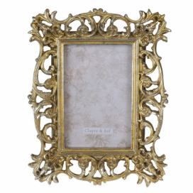 Zlatý fotorámeček s patinou Drops - 19*2*24 cm / 13*18 cm Clayre & Eef LaHome - vintage dekorace