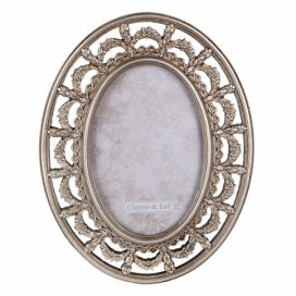 Stříbrný oválný antik fotorámeček - 18*1*23 cm / 10*15 cm Clayre & Eef LaHome - vintage dekorace