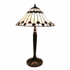 Stolní lampa Tiffany s bílým stínidlem Pienne - Ø 40*63 cm E27/max 2*60W Clayre & Eef