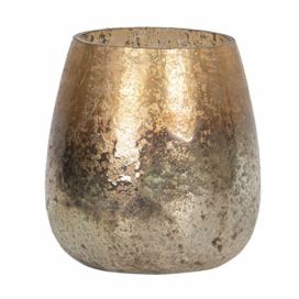 Stříbrno-zlatý skleněný svícen - Ø 11*14 cm Clayre & Eef