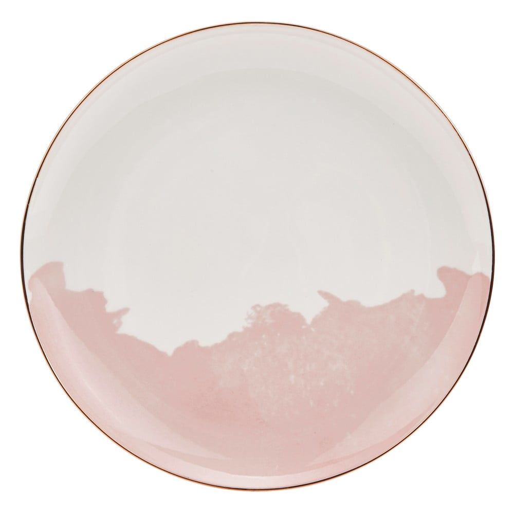 Sada 2 růžovo-bílých porcelánových dezertních talířů Westwing Collection Rosie, ø 21 cm - Bonami.cz