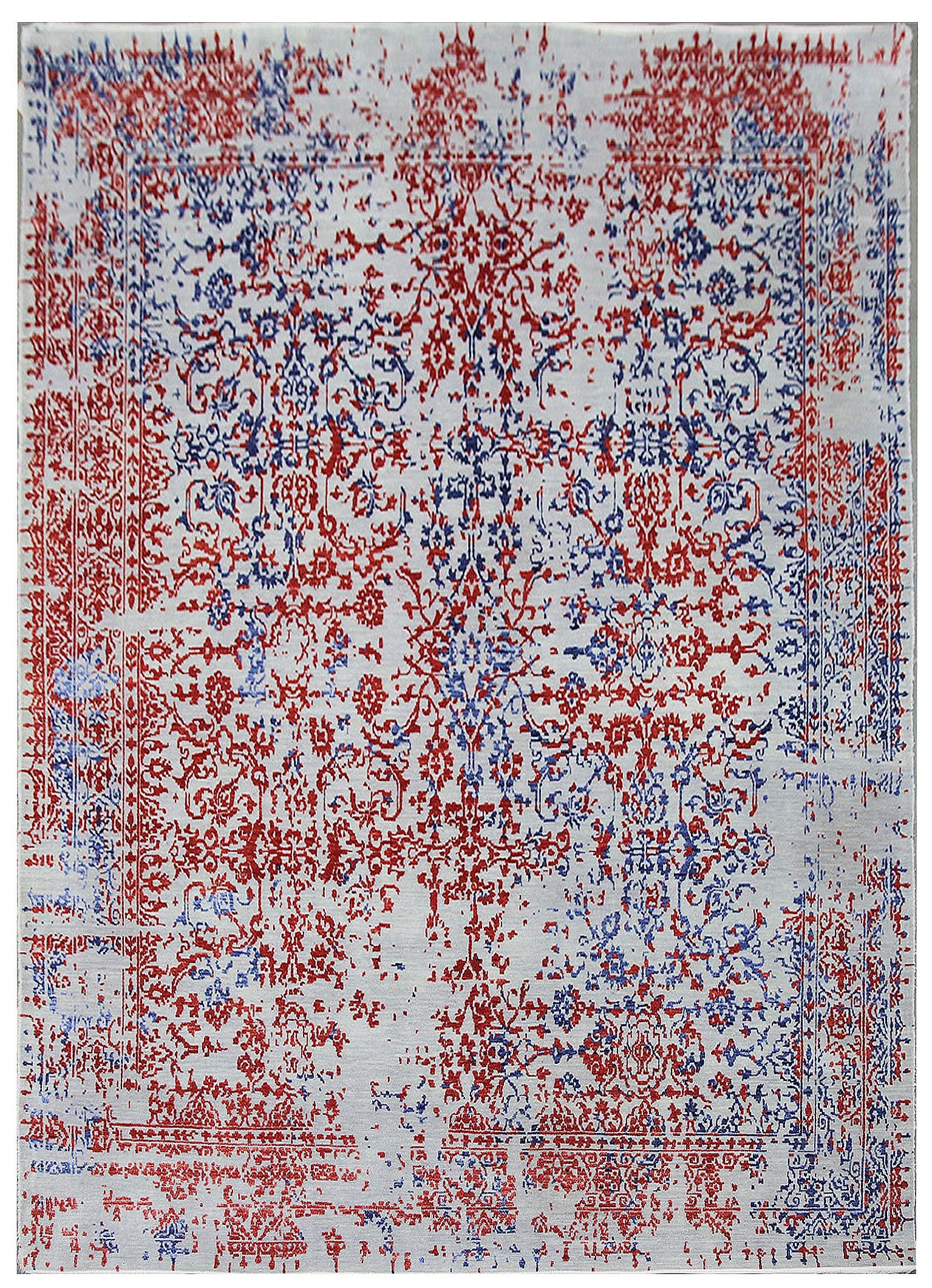 Diamond Carpets koberce Ručně vázaný kusový koberec Diamond DC-JKM Silver/blue-red - 180x275 cm - Mujkoberec.cz