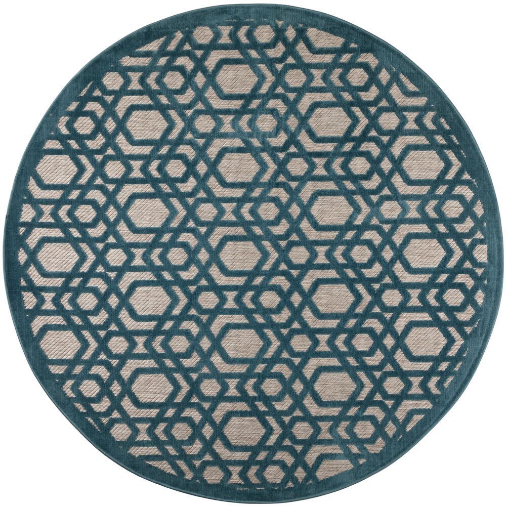Flair Rugs koberce Kusový koberec Piatto Oro Blue kruh – na ven i na doma - 160x160 (průměr) kruh cm - Mujkoberec.cz