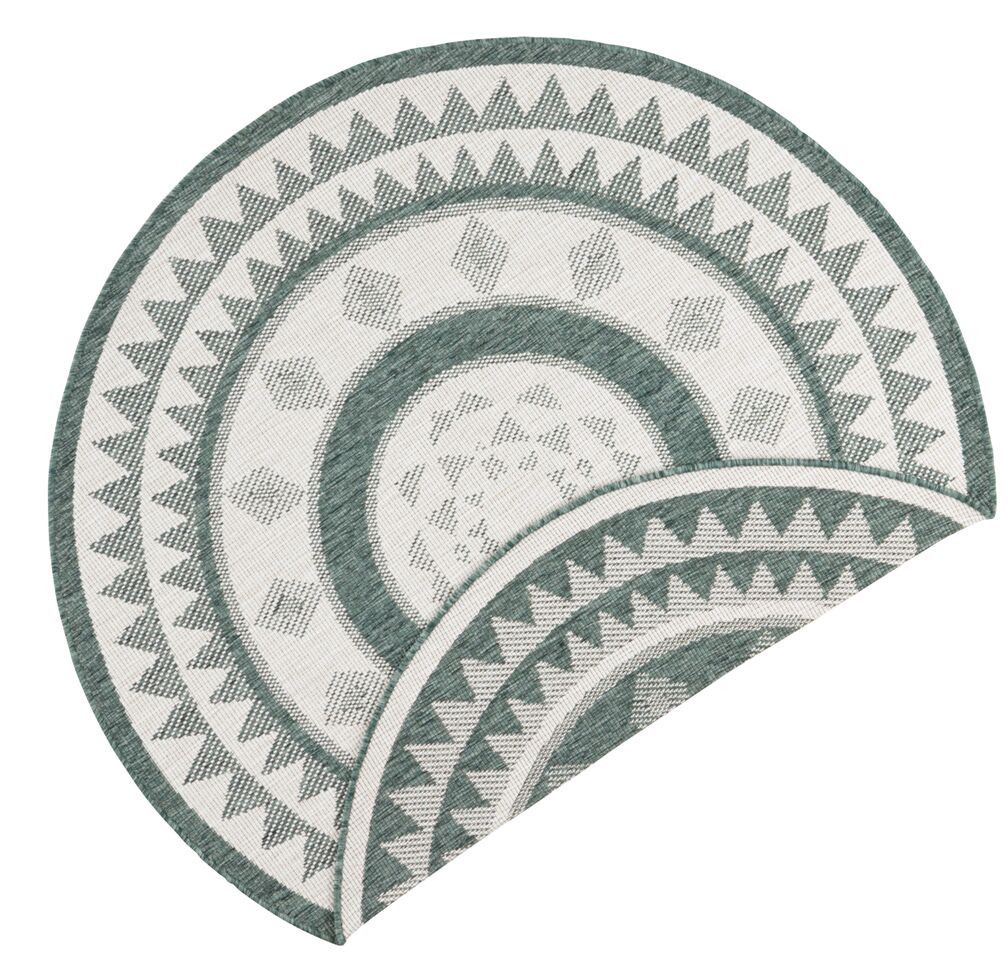 NORTHRUGS - Hanse Home koberce Kusový koberec Twin Supreme 103415 Jamaica green creme kruh – na ven i na doma - 200x200 (průměr) kruh cm - Mujkoberec.cz