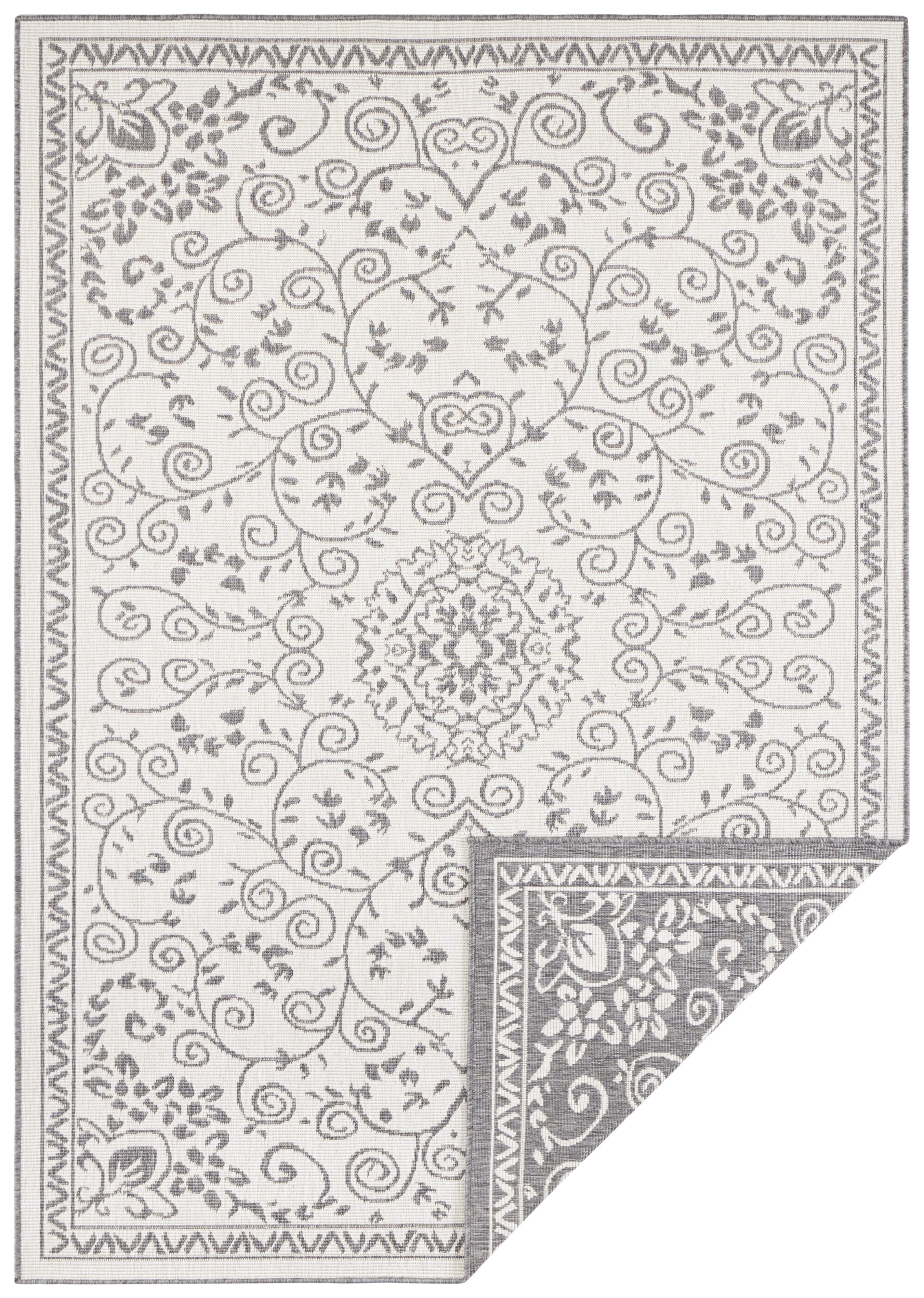 NORTHRUGS - Hanse Home koberce Kusový koberec Twin Supreme 103866 Leyte Grey/Cream – na ven i na doma - 120x170 cm - Mujkoberec.cz