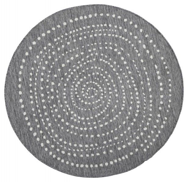 NORTHRUGS - Hanse Home koberce Kusový koberec Twin-Wendeteppiche 103112 grau creme kruh – na ven i na doma - 200x200 (průměr) kruh cm - Mujkoberec.cz