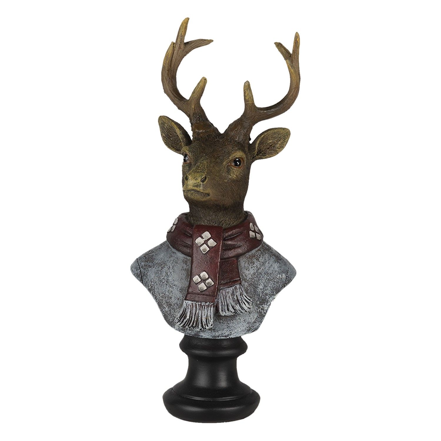 Dekorativní soška jelena se šálou - 10*9*23 cm Clayre & Eef - LaHome - vintage dekorace