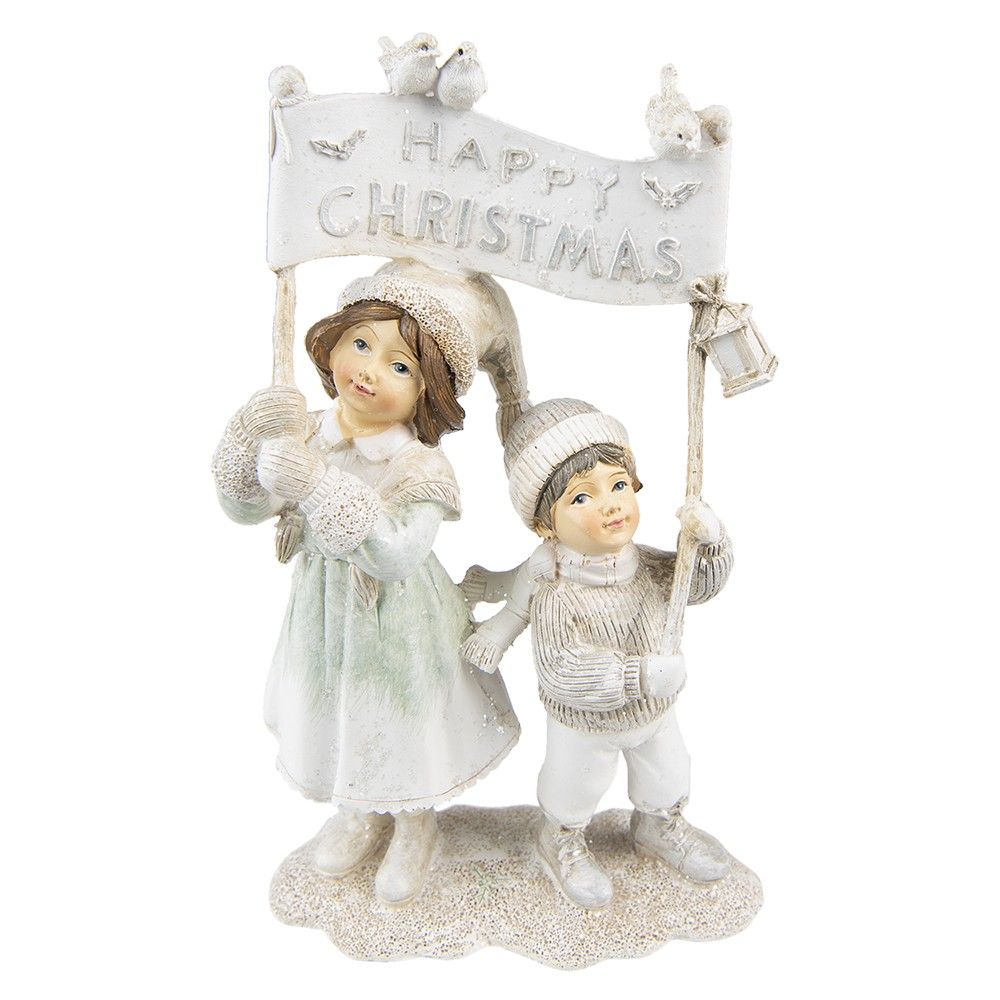 Vánoční dekorace soška děti Happy Christmas - 14*7*23 cm Clayre & Eef - LaHome - vintage dekorace