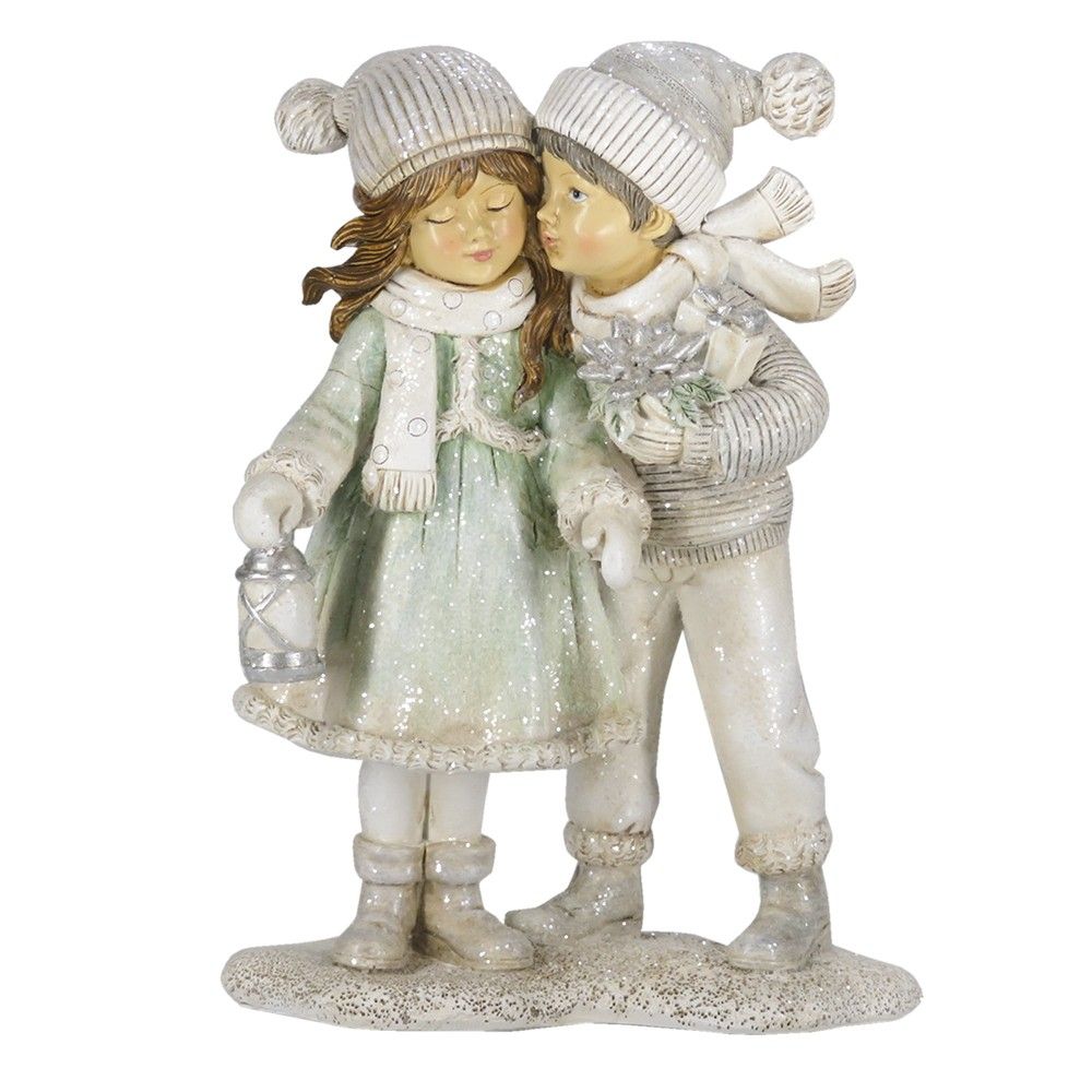 Dekorace vánoční soška děti s lucernou - 13*7*18 cm Clayre & Eef - LaHome - vintage dekorace