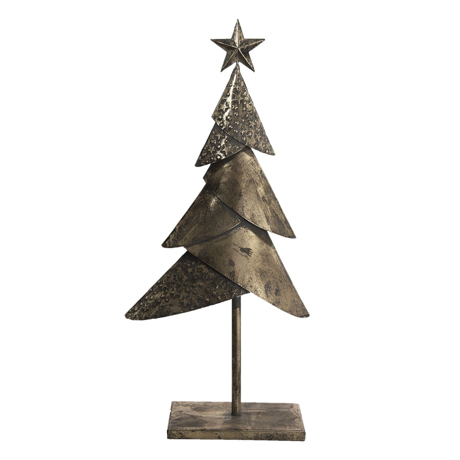 Mosazný antik kovový stromek na podstavci - 25*12*55 cm Clayre & Eef - LaHome - vintage dekorace