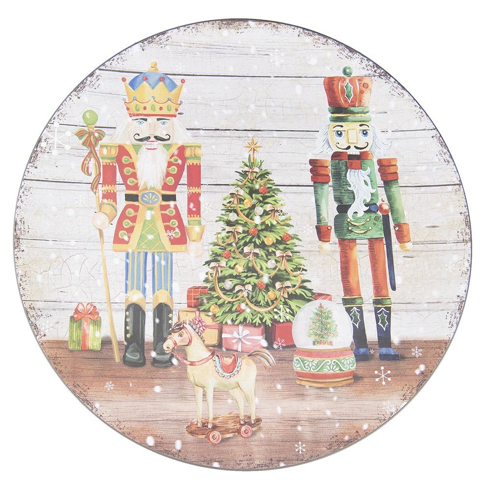 Plastový vánoční kulatý podnos/talíř s Louskáčky - Ø 40*1 cm Clayre & Eef - LaHome - vintage dekorace