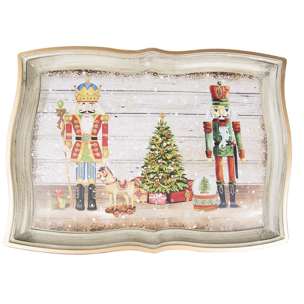 Plastový vánoční dekorační podnos s Louskáčky - 43*32*2 cm Clayre & Eef - LaHome - vintage dekorace