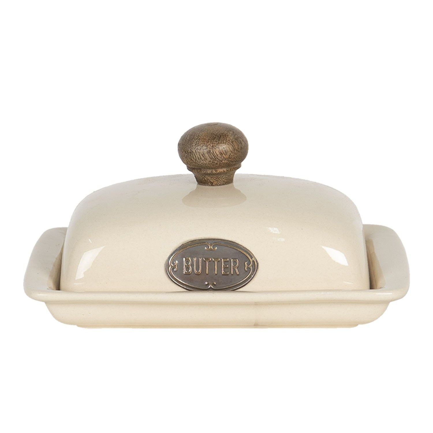 Béžová keramická máslenka Chick Butter - 20*15*11 cm Clayre & Eef - LaHome - vintage dekorace