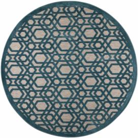 Flair Rugs koberce Kusový koberec Piatto Oro Blue kruh – na ven i na doma - 160x160 (průměr) kruh cm Mujkoberec.cz