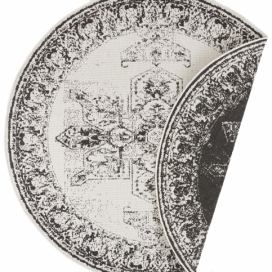 NORTHRUGS - Hanse Home koberce Kusový koberec Twin Supreme 104137 Black/Cream kruh – na ven i na doma - 140x140 (průměr) kruh cm Mujkoberec.cz