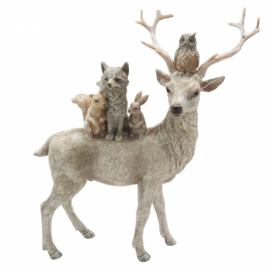 Dekorativní soška jelena se zvířátky - 21*7*24 cm Clayre & Eef