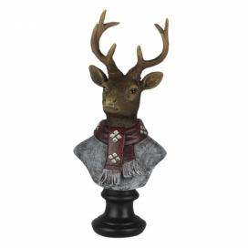 Dekorativní soška jelena se šálou - 10*9*23 cm Clayre & Eef LaHome - vintage dekorace