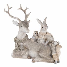 Dekorativní soška jelena se zvířátky - 20*10*16  cm Clayre & Eef