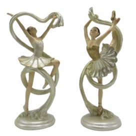 2ks béžová dekorativní socha Ballerina - 9*6*18 cm Clayre & Eef