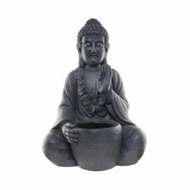BUDDHA Dekorační socha s květináčem 68 cm - šedá