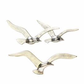 DekorStyle Nástěnná dekorace létající ptáci Flying 35 cm zlatá