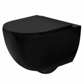  Carlo Mini bezokrajová plochá WC mísa matná černá