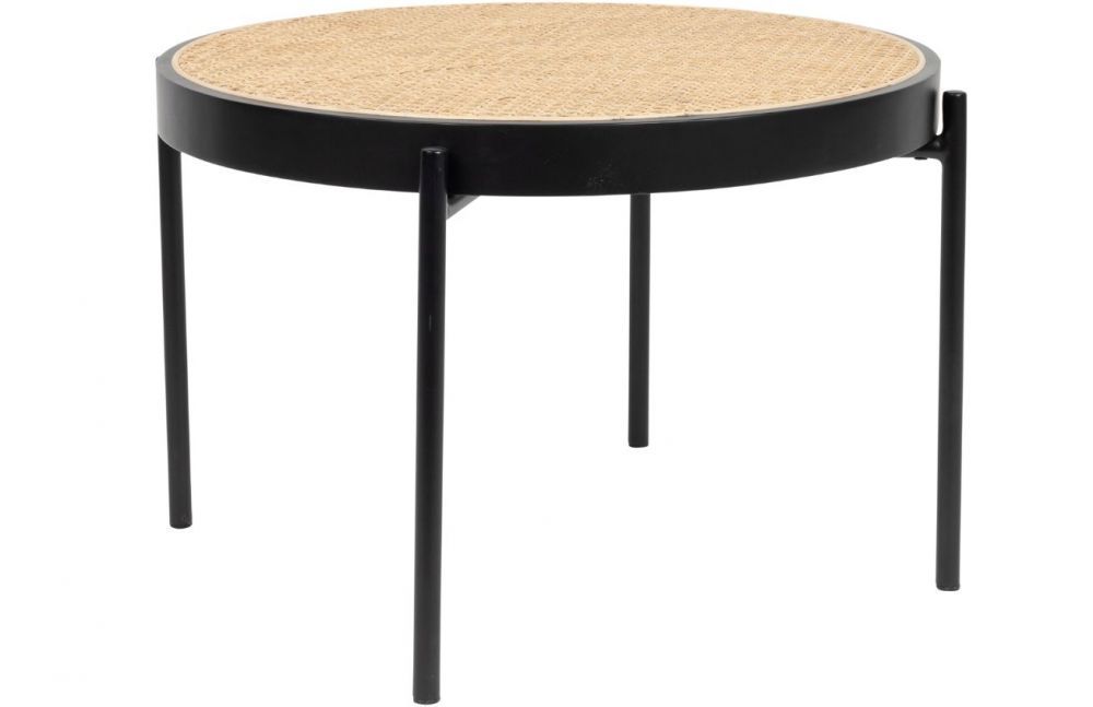 Černý dřevěný konferenční stolek ZUIVER SPIKE 65 cm s ratanovým výpletem - Designovynabytek.cz