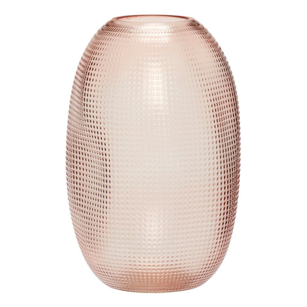 Růžová skleněná váza Hübsch Glam, výška 20 cm - Bonami.cz