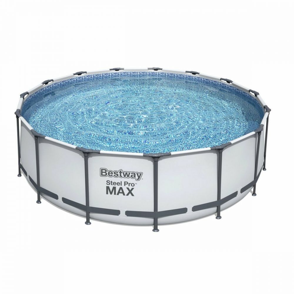Bestway Kulatý nadzemní bazén Steel Pro MAX s kartušovou filtrací, schůdky a plachtou - 4home.cz