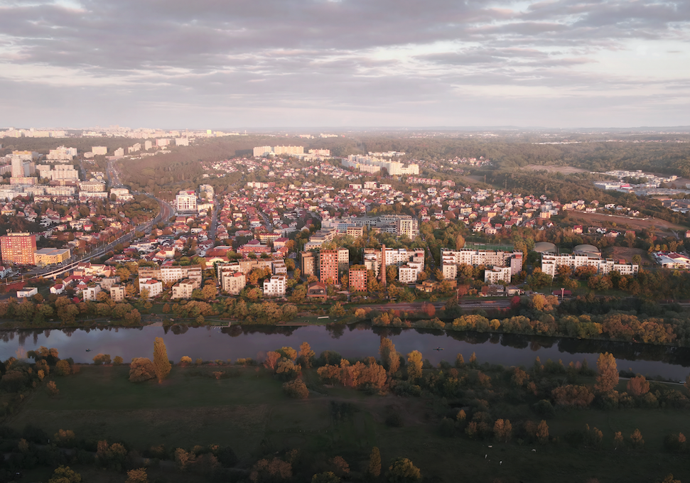 Vizualizace projektu bývalého cukrovaru v Praze Modřany - Skyworker - foto a video z dronu