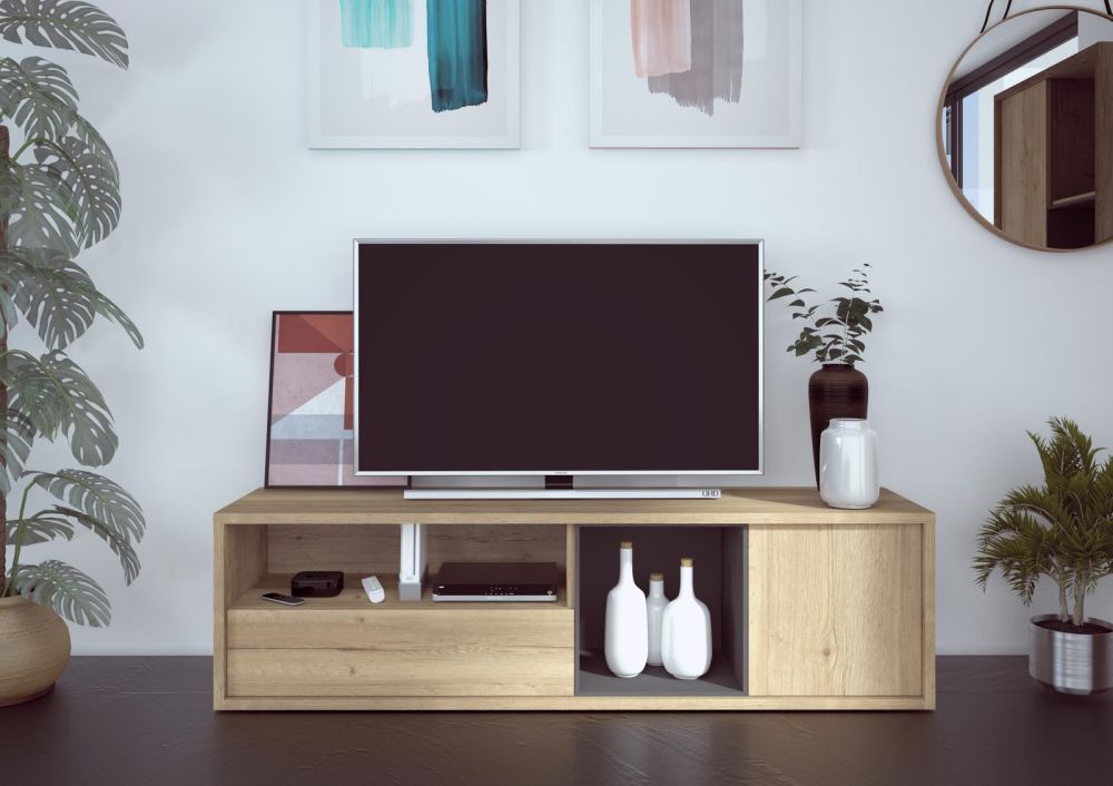 Aldo Designový televizní stolek Frame oak - Nábytek ALDO
