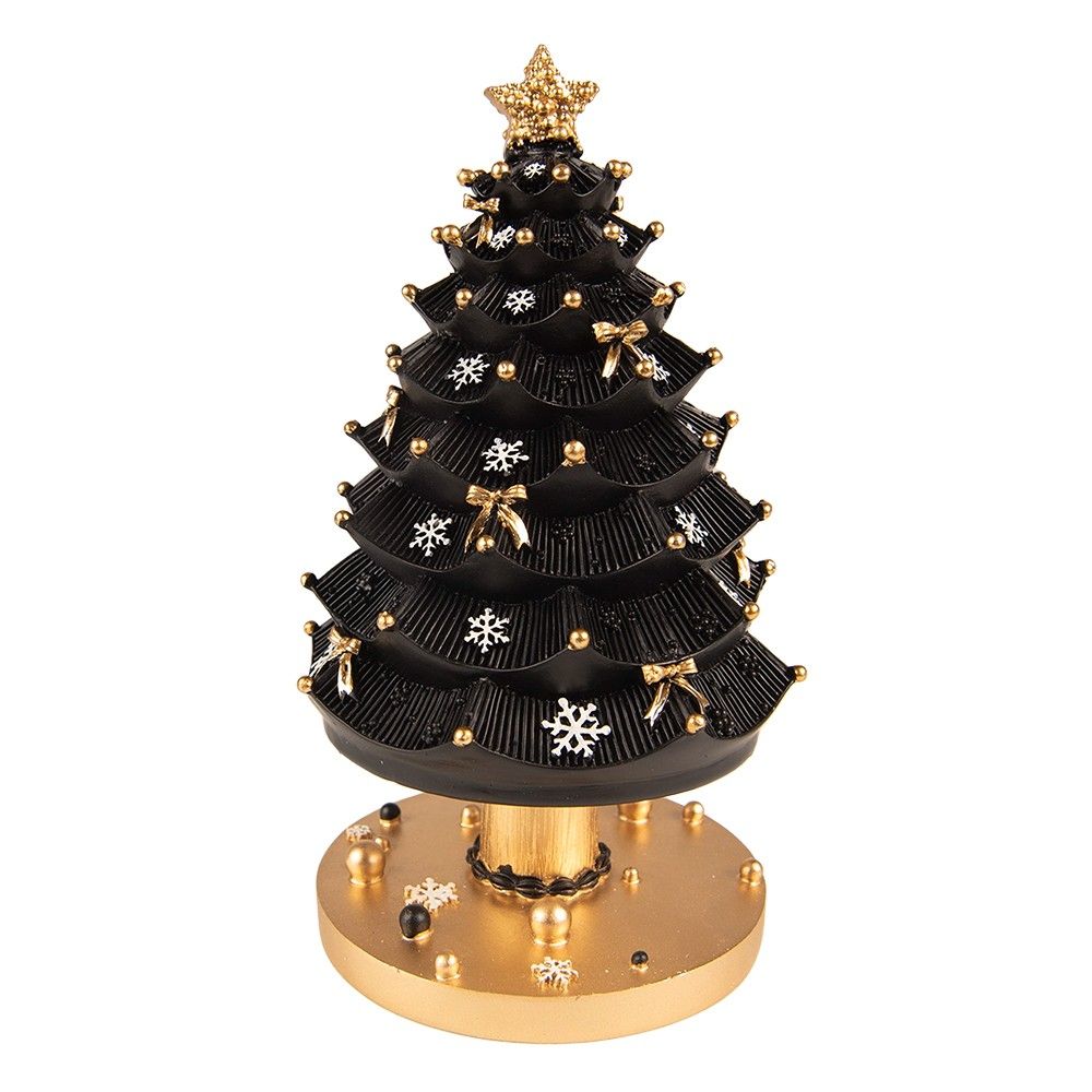 Hrací kolotoč černo-zlatý vánoční stromeček - Ø 11*20 cm Clayre & Eef - LaHome - vintage dekorace